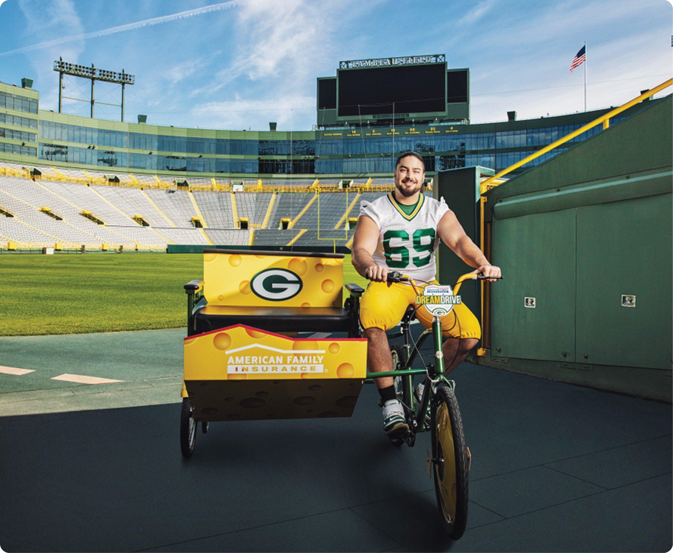 David Bakhtiari riding a bike