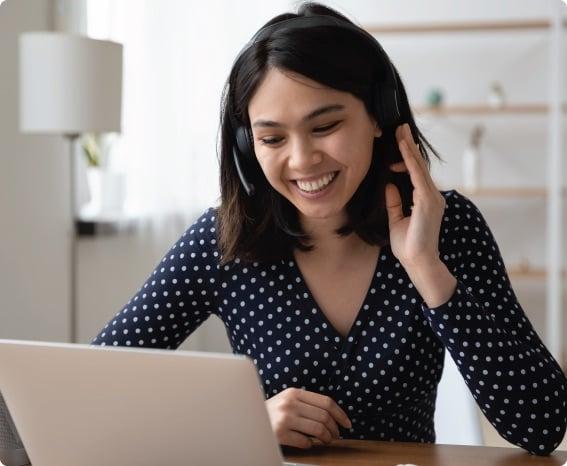 a woman using a laptop