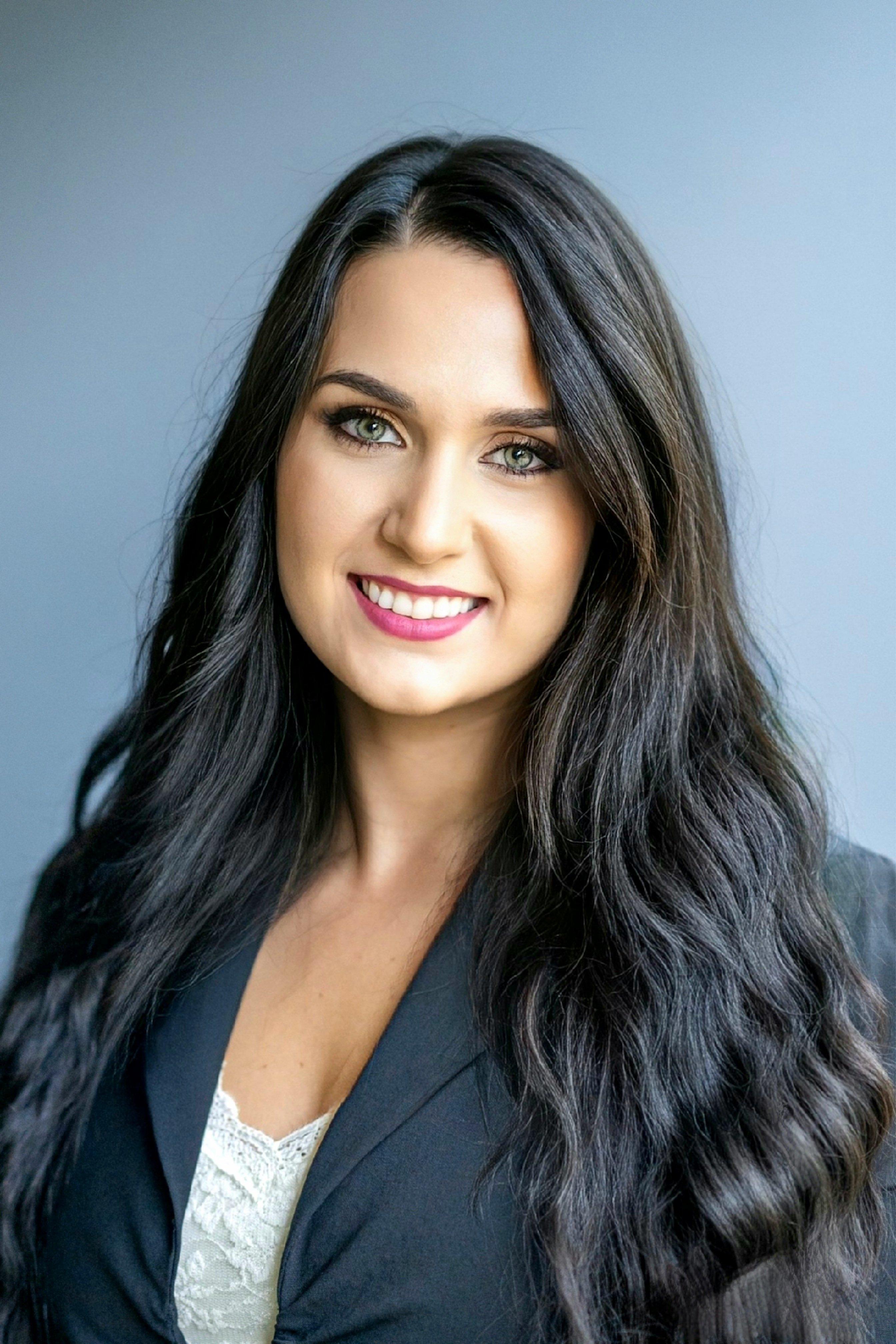 a woman with long hair