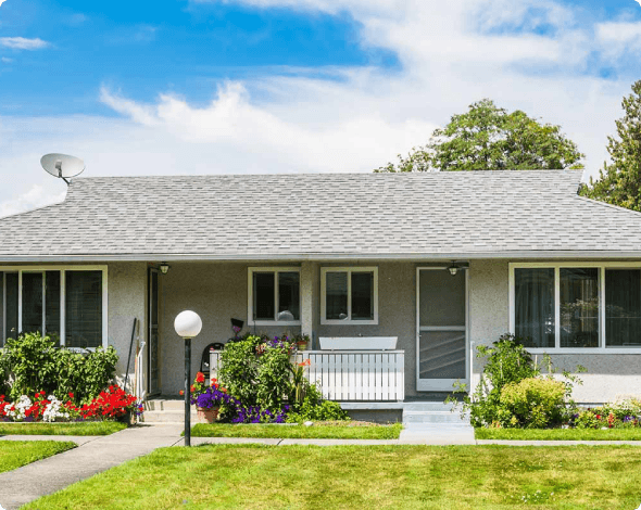 A rented duplex where the owners live in one side and the renters live in the other side.