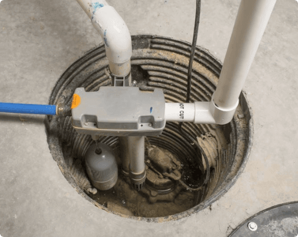 Sump pump in basement.