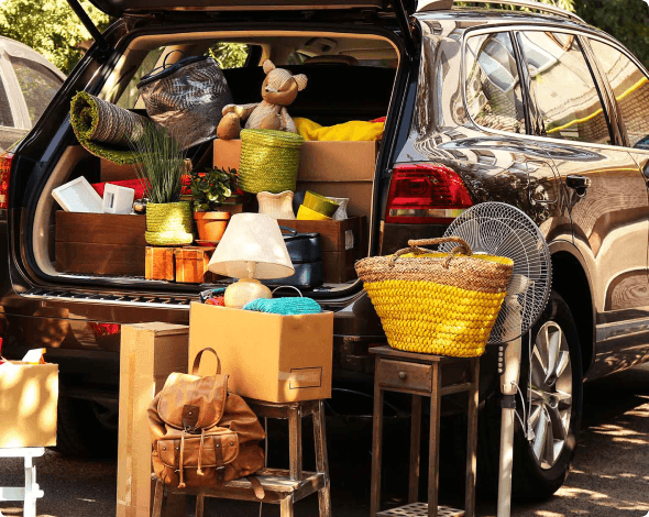 Packing a car ready to move